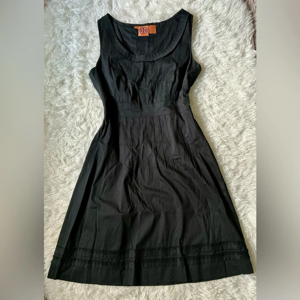 Tory Burch Black Pleated A-Line Dress – Size 8 | Cotton Blend - Picture 1 of 11